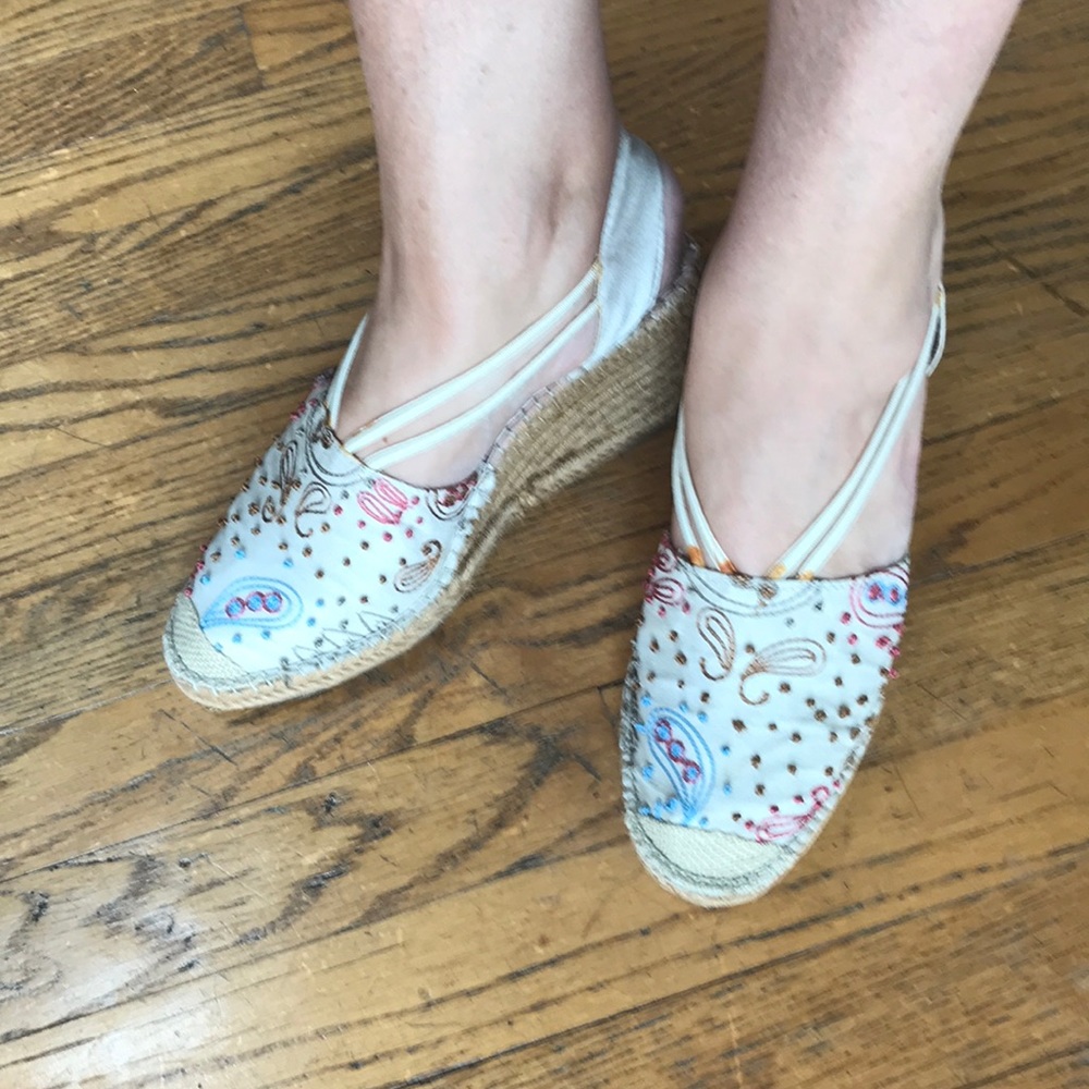 New in box silk wedge espadrilles by Naughty Monkey. Sz8